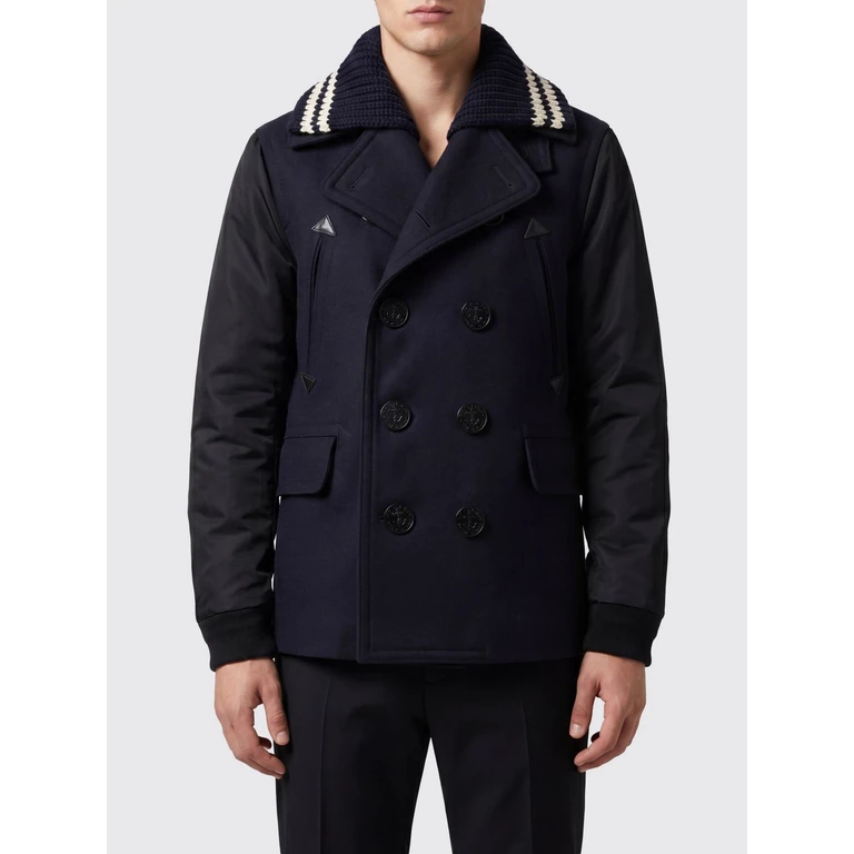 Double-Breasted Wool Blend Peacoat with Ribbed Lapel Collar (S74AA0331S53003524)