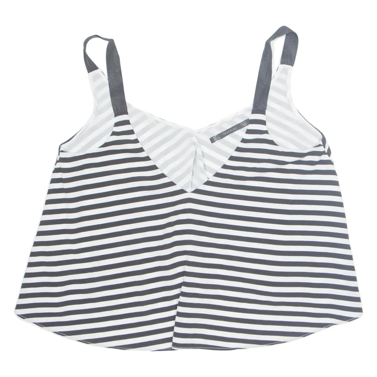 Womens Vest Black Sleeveless Striped S