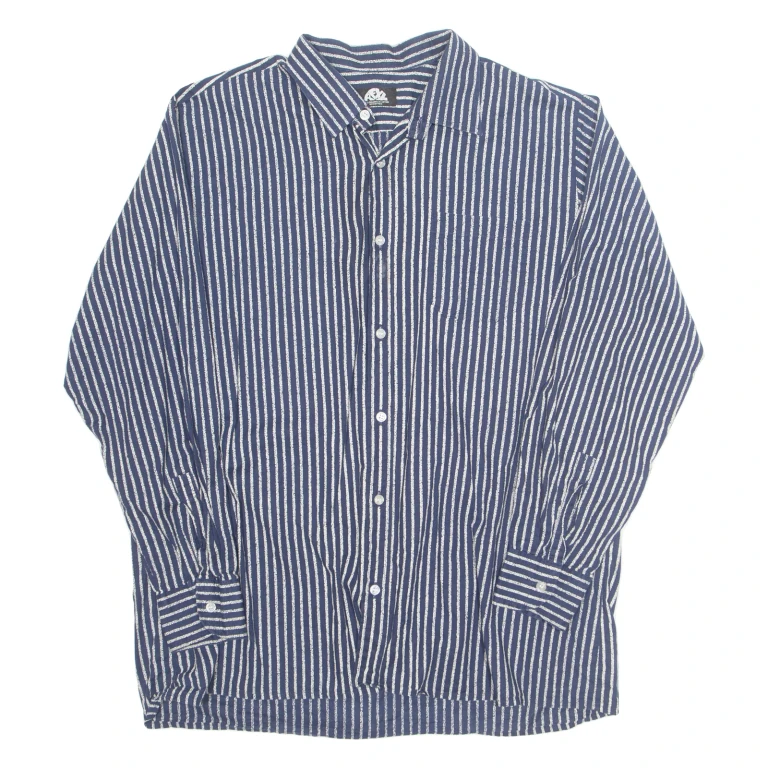 REXY Mens Shirt Blue Striped Long Sleeve L