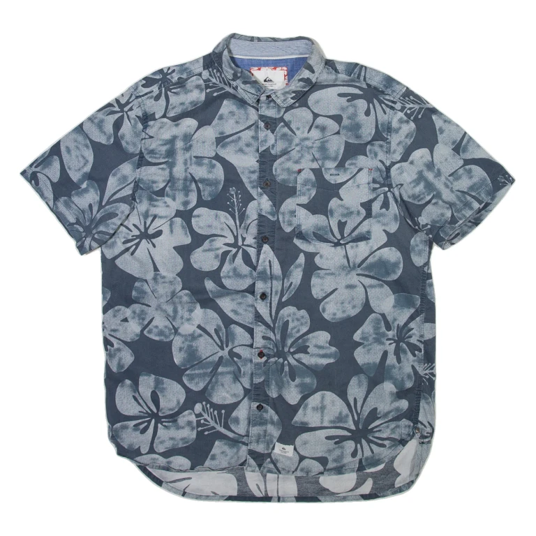 OCEAN INSPIRED Mens Hawaiian Shirt Grey Floral XL