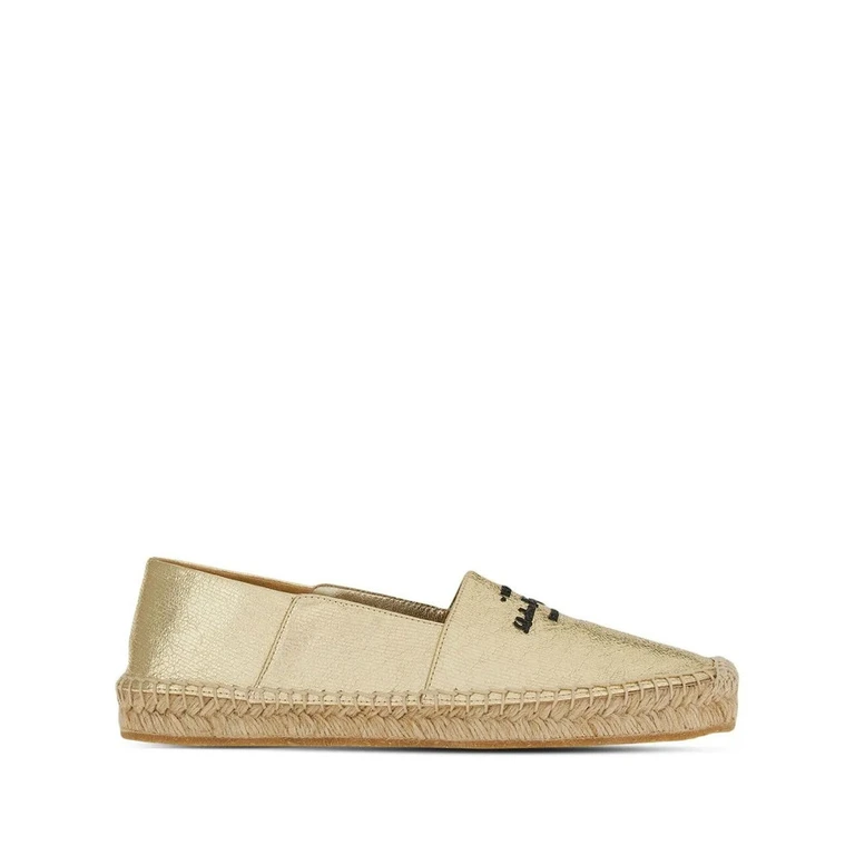 Logo-Embroidered Metallic Espadrilles