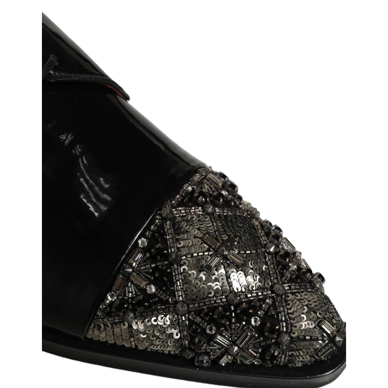 Dolce & Gabbana Black Embellished Derby Dress Formal Shoes Leather - Men