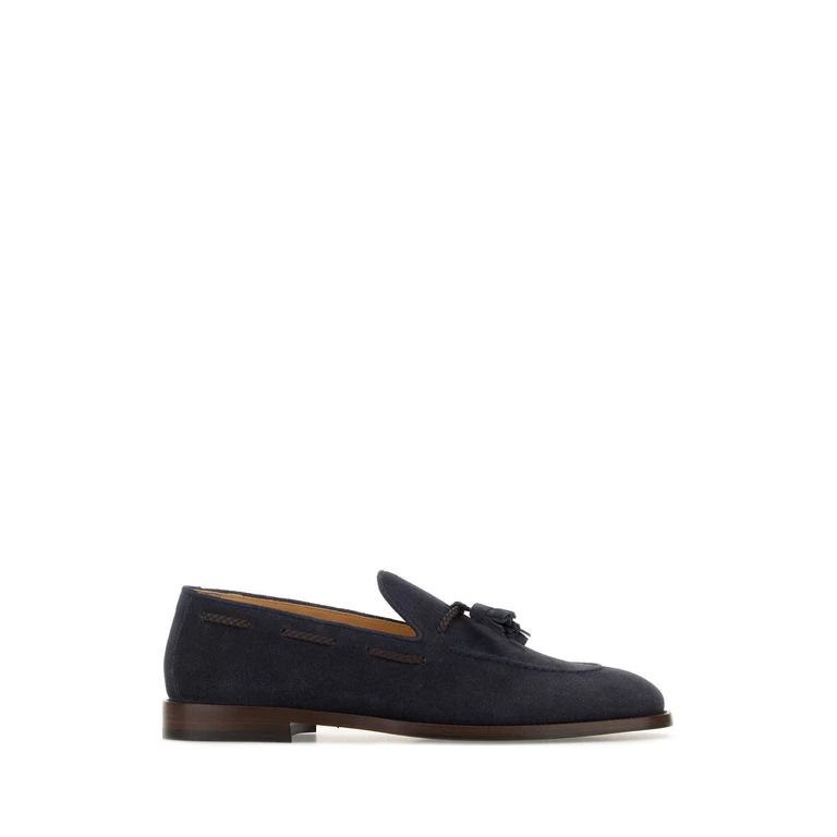 Brunello Cucinelli Navy Blue Suede Loafers Midnight Mocassini - Men
