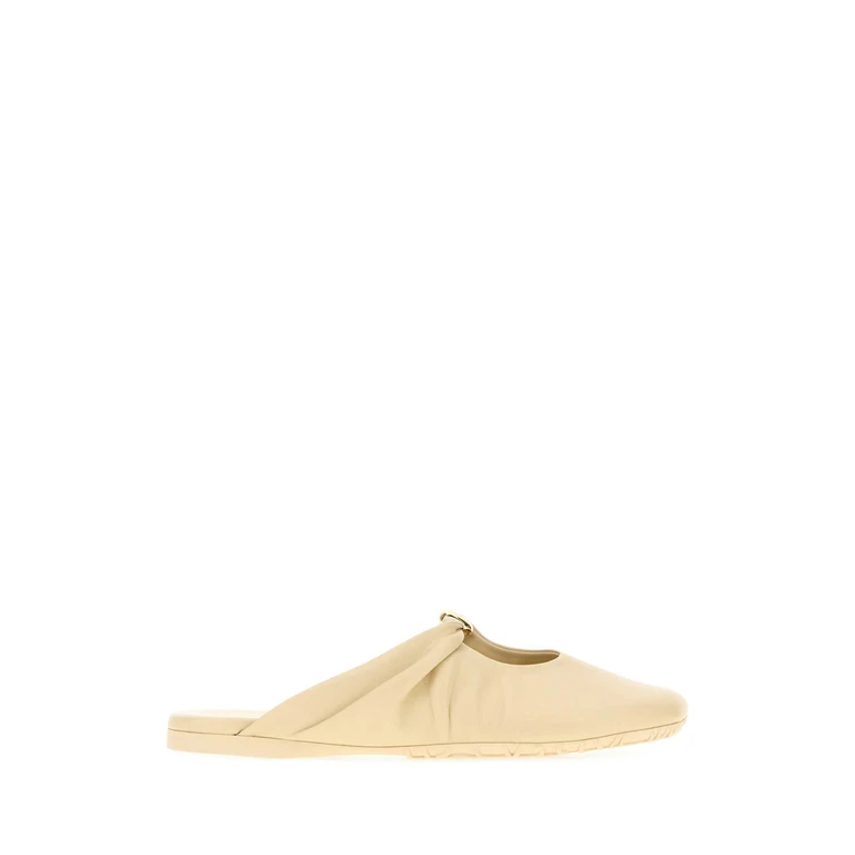 Cream Nappa Leather Pebble Ballerinas Dough Slippers - Women