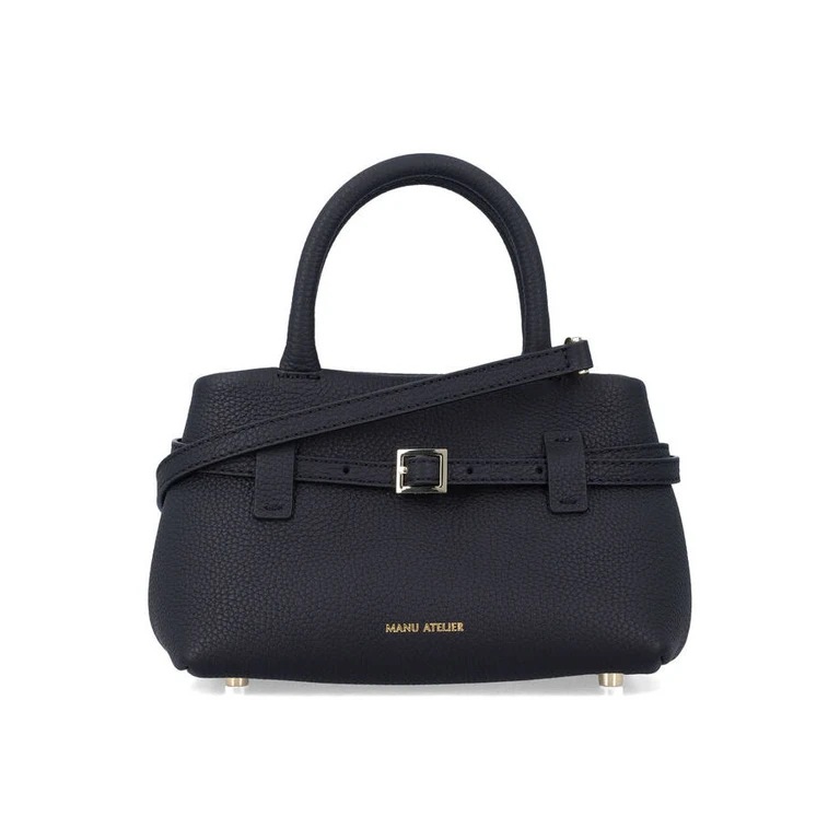 MANU ATELIER Le Cambon 20 Mini Grained Calfskin Handbag (2024389BLACK)