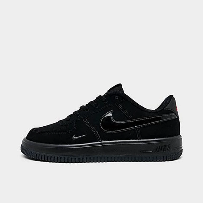 Nike Little Kids Force 1 Low Casual Shoes in Black/Smoke Grey/Dark Smoke Grey Size: 1.0