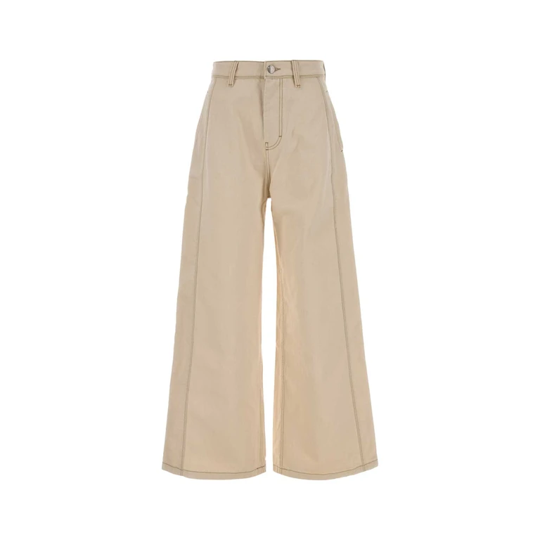 AMI Paris Sand Denim Wide-Leg Jeans Ecru Exterior: Cotton - Women