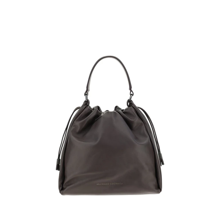 Brunello Cucinelli Brown Calf Leather Bos Taurus Shoulder Bag - Women