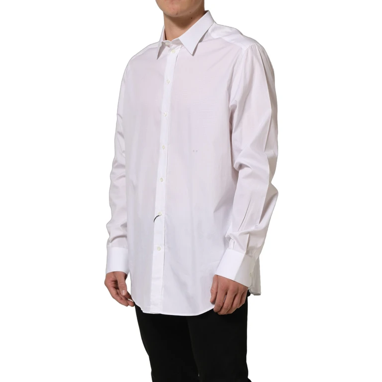 White Cotton Long Sleeves Men Dress Shirt - Men