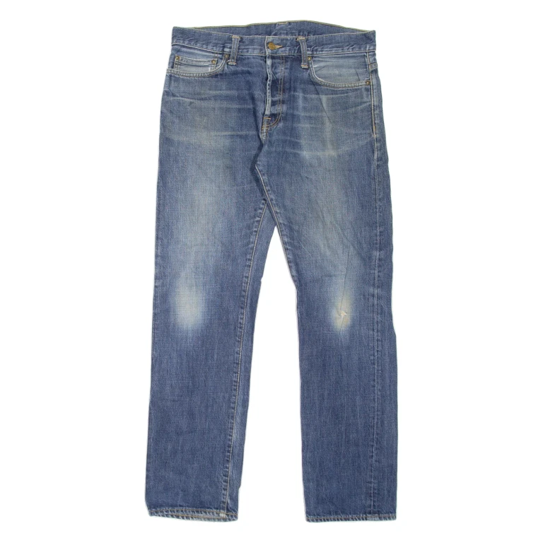 CARHARTT Workwear Mens Jeans Blue Regular Straight Stone Wash W33 L31