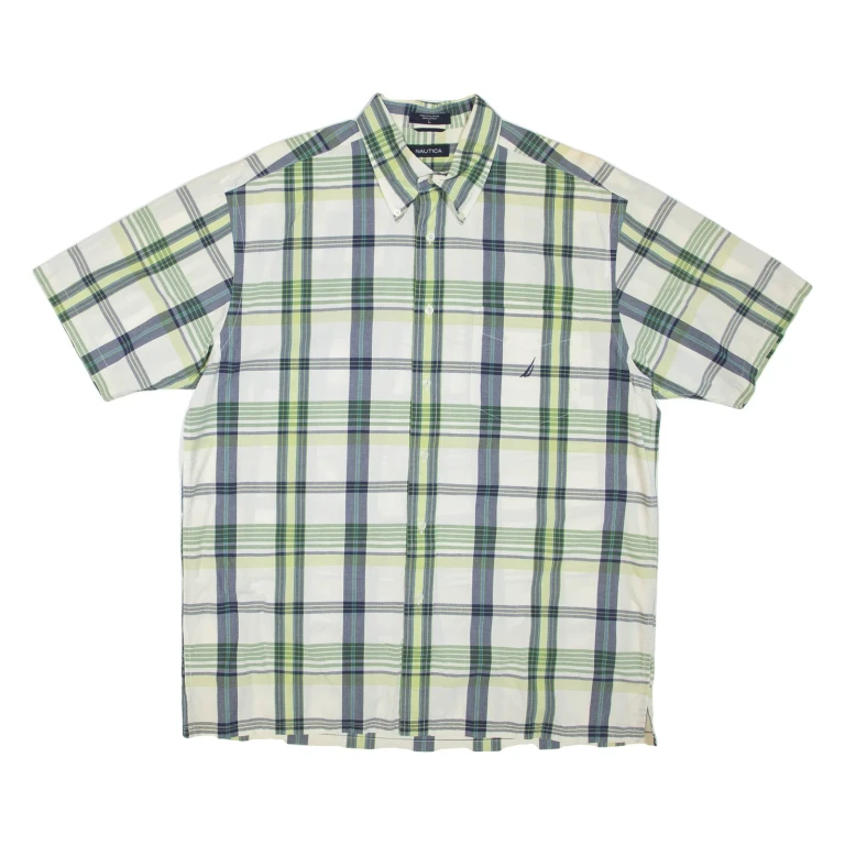 NAUTICA Mens Shirt Green Check L