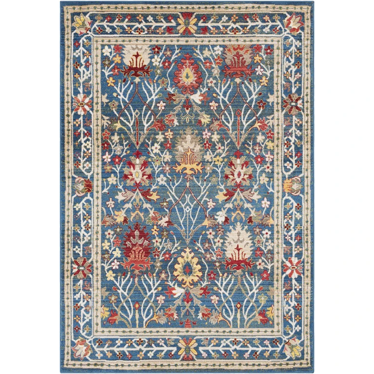 Neola Navy Blue Damask Area Rug