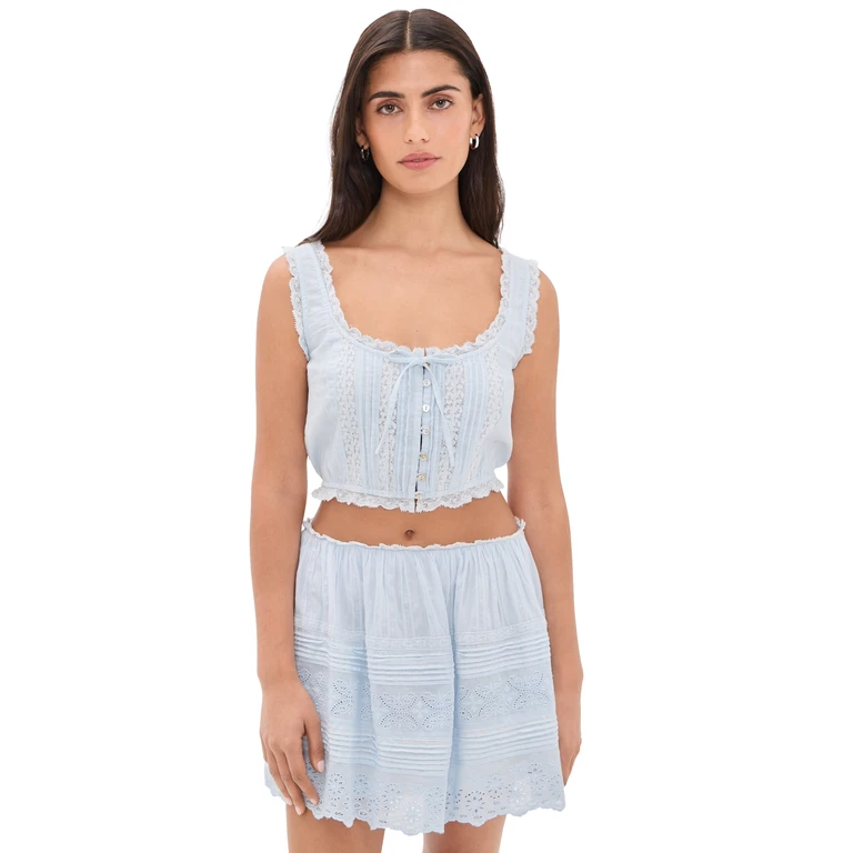 LoveShackFancy Blyss Top BLUE FINCH L
