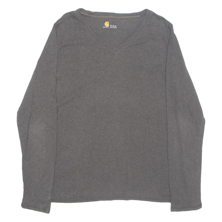 CARHARTT Womens T-Shirt Brown Long Sleeve V-Neck XL
