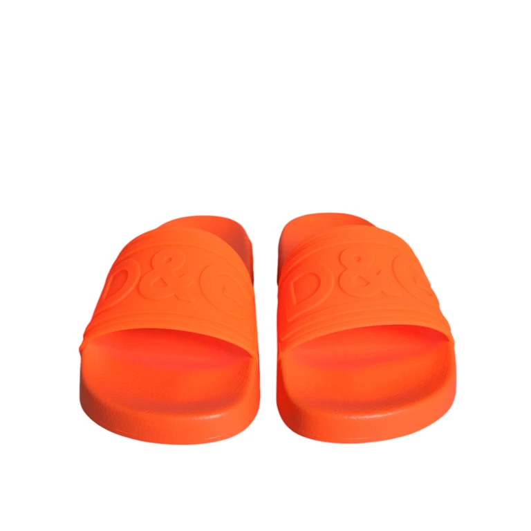 Dolce & Gabbana Orange Rubber Slides Sandals Beachwear Shoes - Women