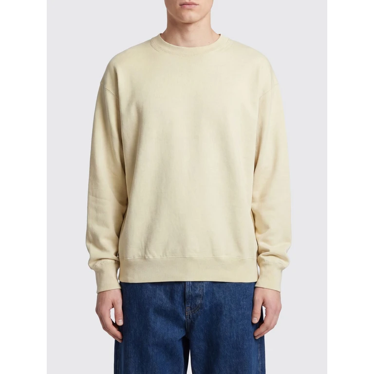 Relaxed Fit Long-Sleeved Cotton Crewneck Sweatshirt (A26SP02KAYELLOWBEIGE)