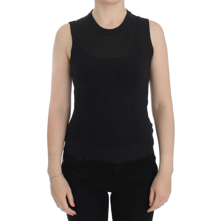 Dolce & Gabbana Black Sleeveless Crewneck Vest Pullover Cotton Clothing - Women