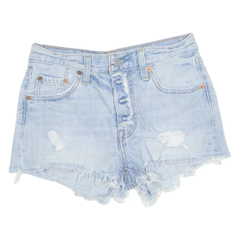 LEVI'S Cut Off 501 Womens Denim Shorts Blue Relaxed XS W25