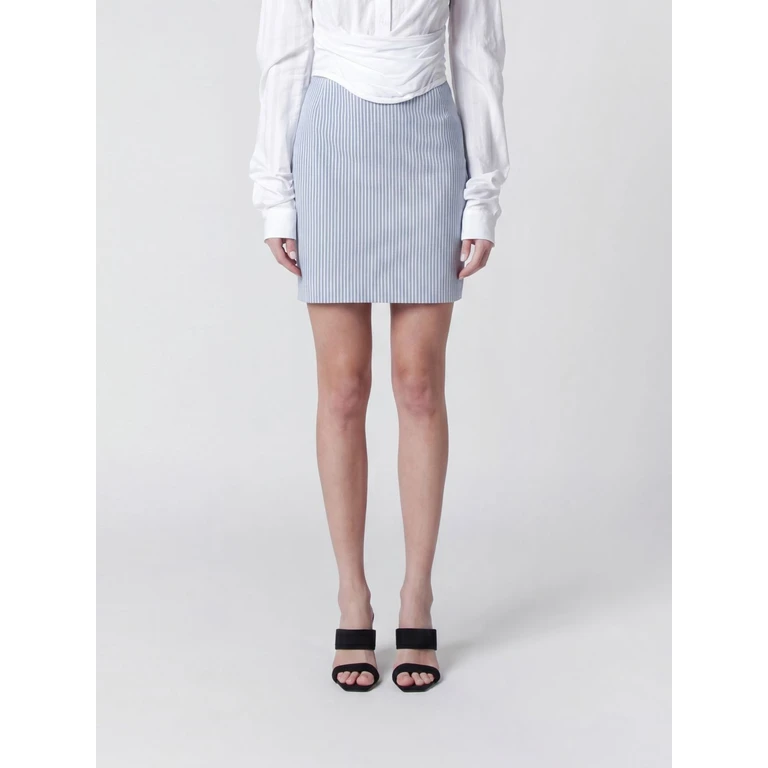 Striped Cotton Mini Pencil Skirt with High Waist (1K010030W01FLK202)