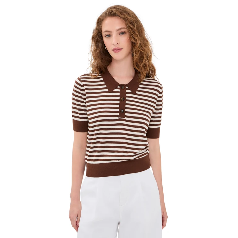 Renggli Stripe Knit Polo Midnight/Chalk XS