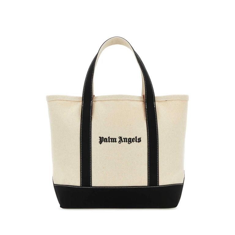 Palm Angels Ivory Canvas Shopping Bag Offwhite Exterior: Cotton Borse A Mano - Women