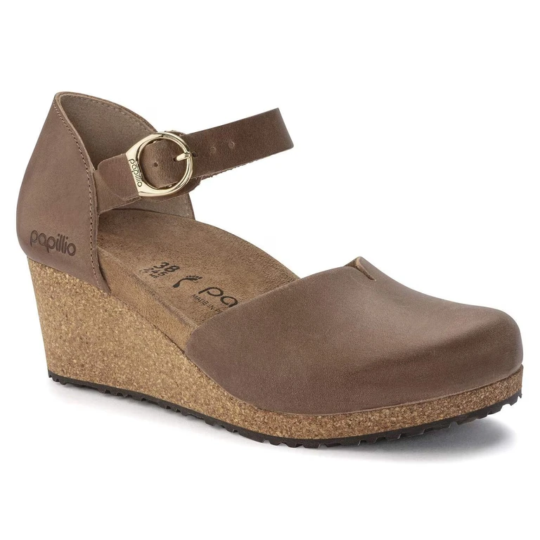 Unisex Mary Ring Buckle Natural Leather Cognac