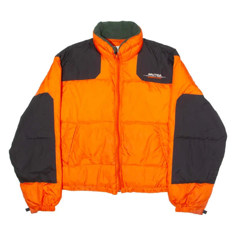 NAUTICA Elevation 8080 Competition Mens Puffer Jacket Orange Nylon Colourblock L