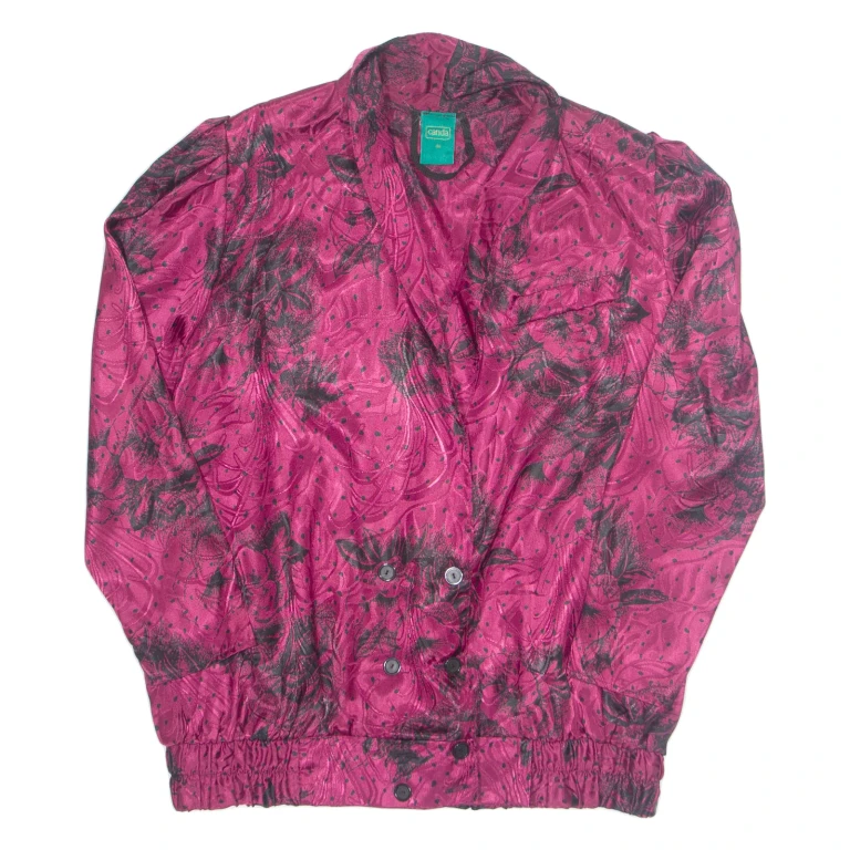 CANDA Womens Printed Blouse Purple Collared Long Sleeve Floral L