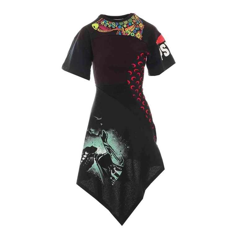 Asymmetrisches knielanges Kleid - Schwarz