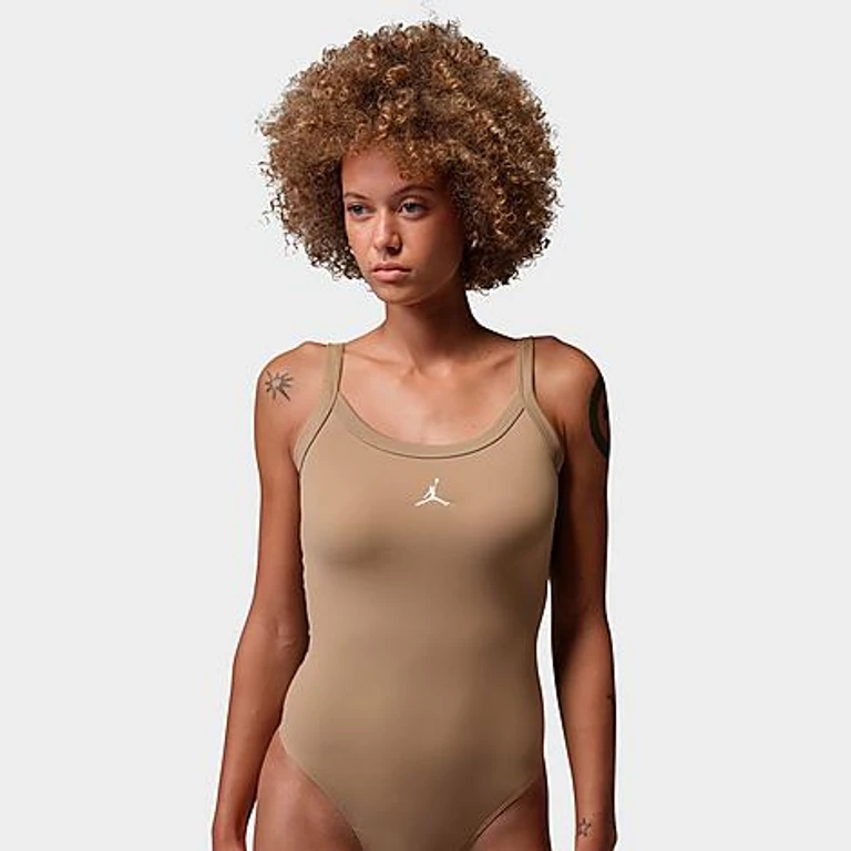 Jordan Women's Brooklyn Essentials Tank Bodysuit in Khaki/White Size: XS