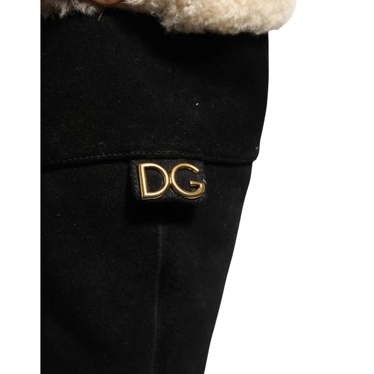 Dolce & Gabbana Suede Leather Knee High Boots Black Calf - Women