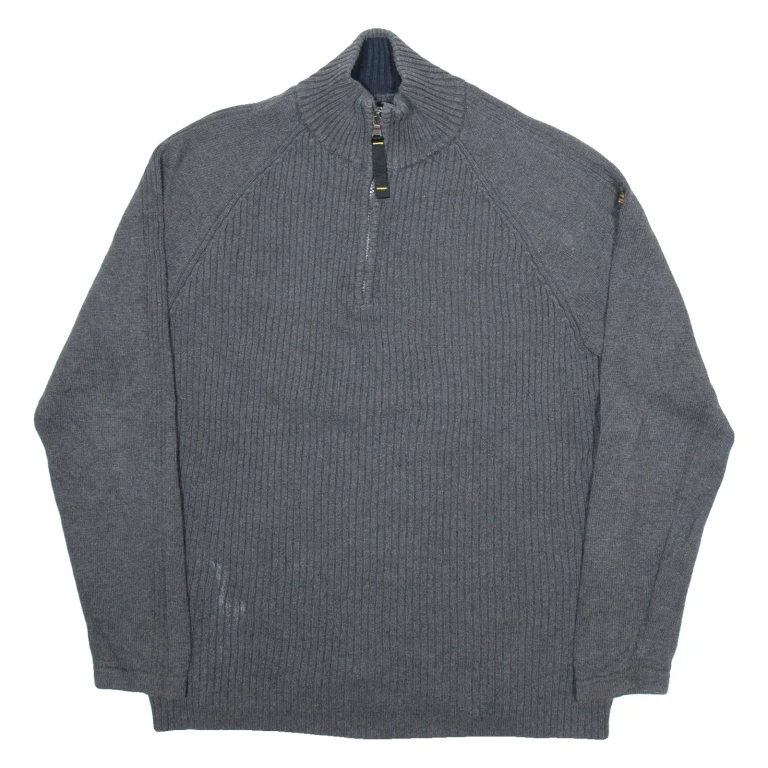 NAUTICA Mens Jumper Grey 1/4 Zip Tight Knit L