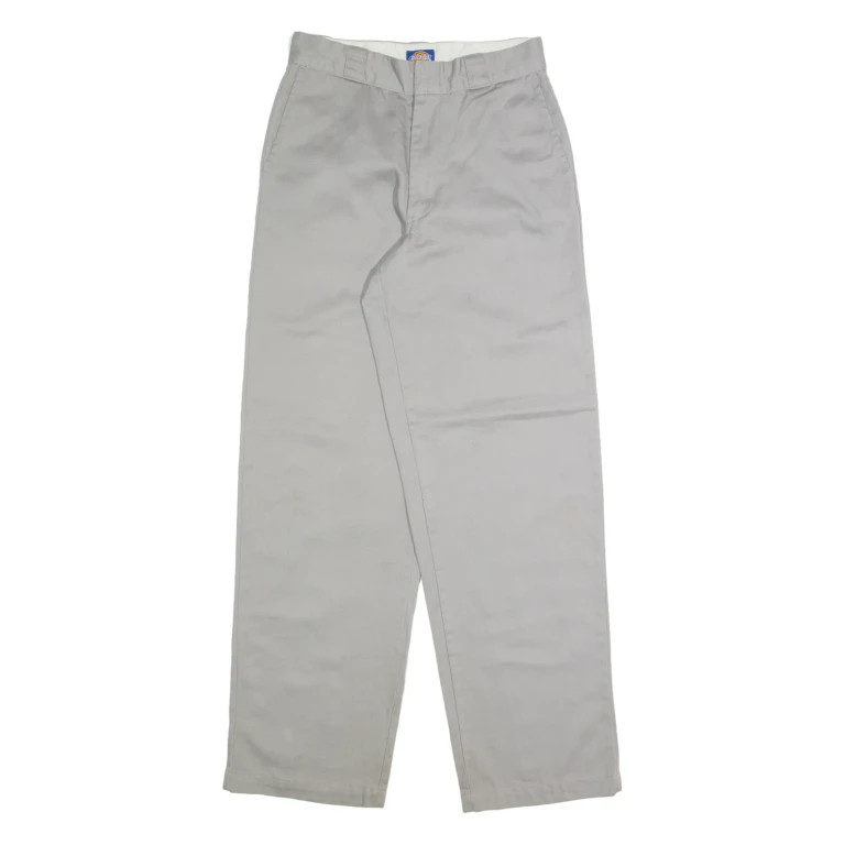 DICKIES Chino Womens Trousers Grey Slim Straight W26 L30