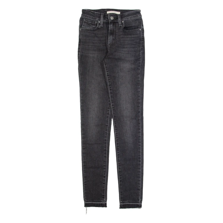 LEVI'S 721 High Rise Womens Jeans Black Slim Skinny Stone Wash W24 L30