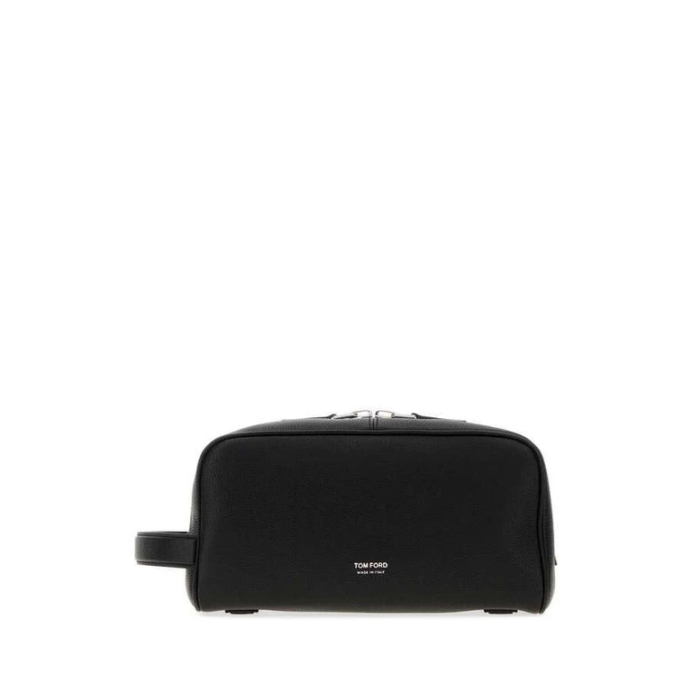 Black Leather Beauty Case Clutch