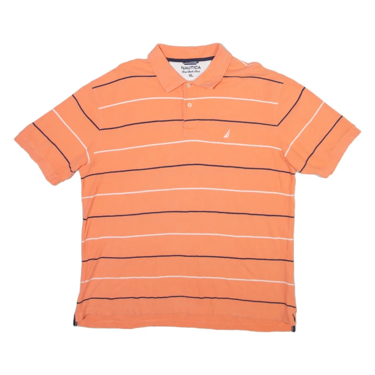 NAUTICA Mens Polo Shirt Pink Striped XL