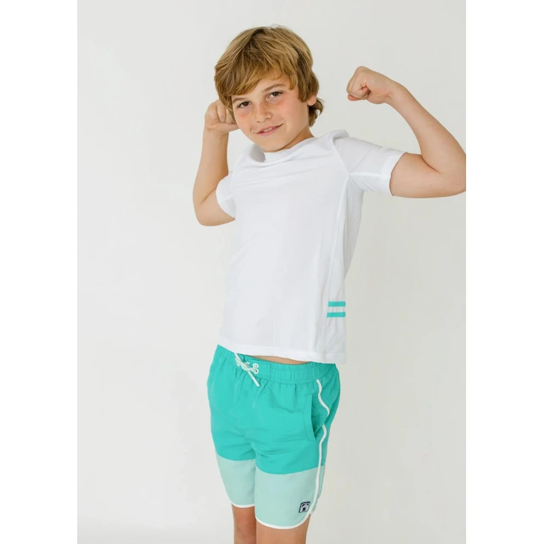 Boys Aqua Colorblock Swim Trunk