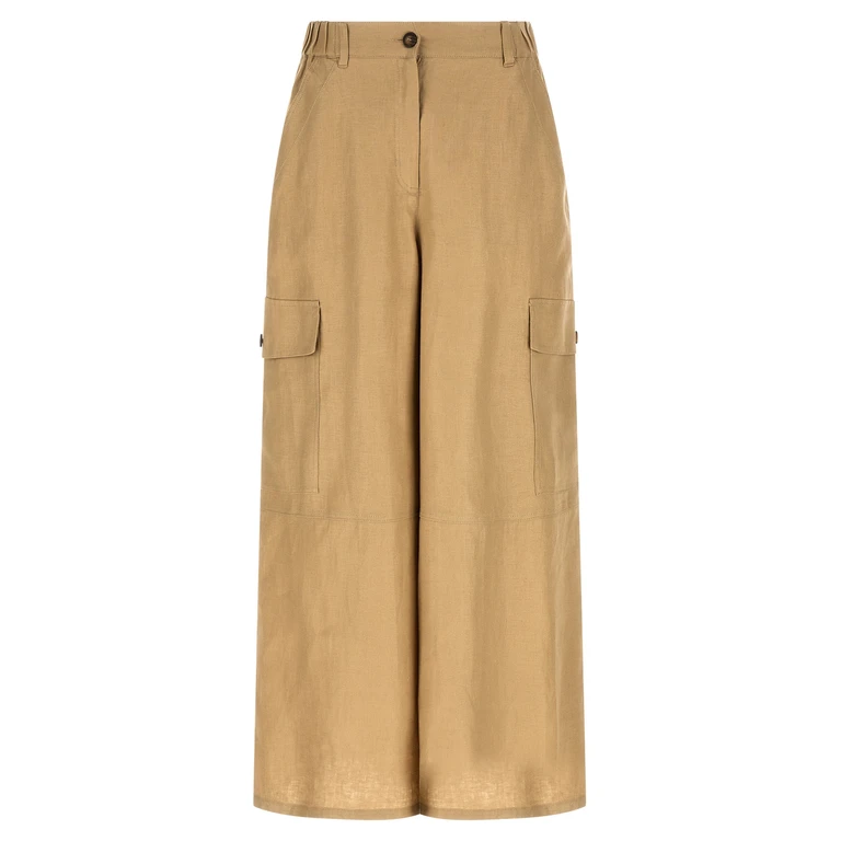 Max Mara Beige Linen Cargo Pants - Women