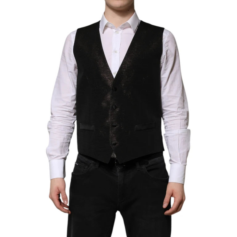 Dolce & Gabbana Dark Brown Dress Formal Men Waistcoat Vest Acetate Silk Polyester Nylon - Men