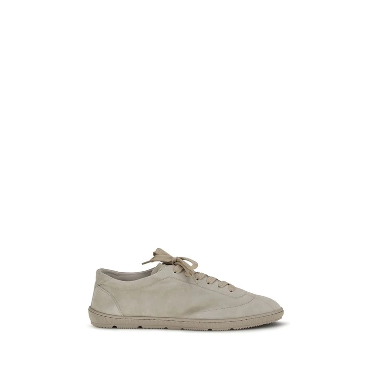 Brunello Cucinelli Beige Calf Leather Bos Taurus Low Top Sneakers - Men