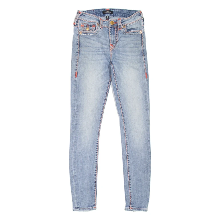 TRUE RELIGION Halle Womens Jeans Blue Slim Skinny Stone Wash W25 L27