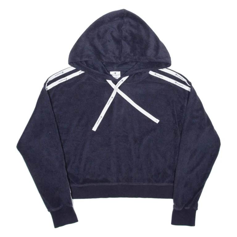 CHAMPION Cropped Womens Black Hoodie XS