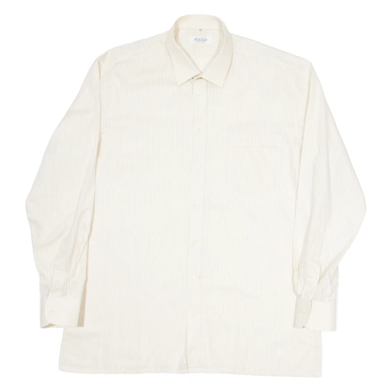 WALDE Mens Shirt Beige Striped Long Sleeve L