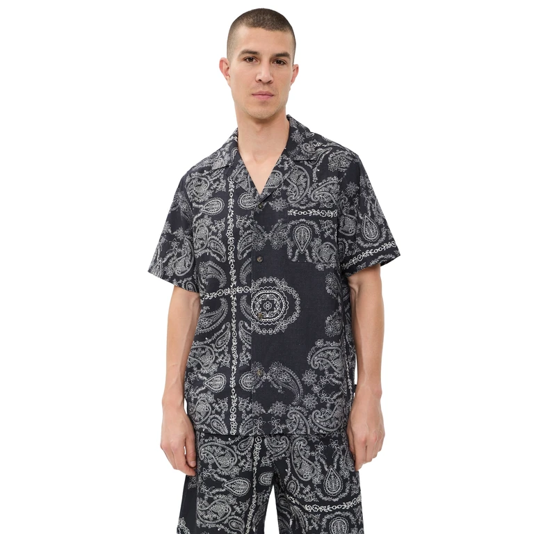Les Deux Paisley Shirt Tap Shoe Black L