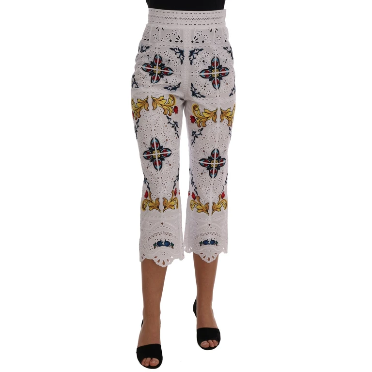 Dolce & Gabbana Mulicolor Majolica Cutout Capri Pants Cotton - Women