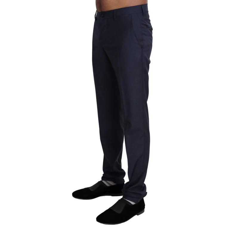 Dolce & Gabbana Navy Blue Dress Formal Men Trouser Pants Wool Silk - Men