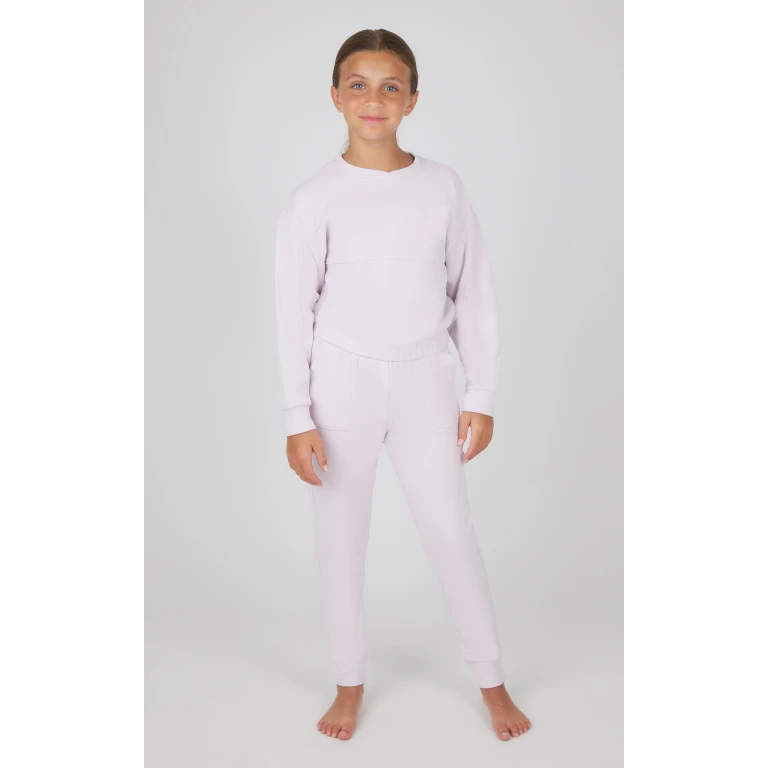 Girls 2 PC Melange Long Sleeve Top and Jogger Set