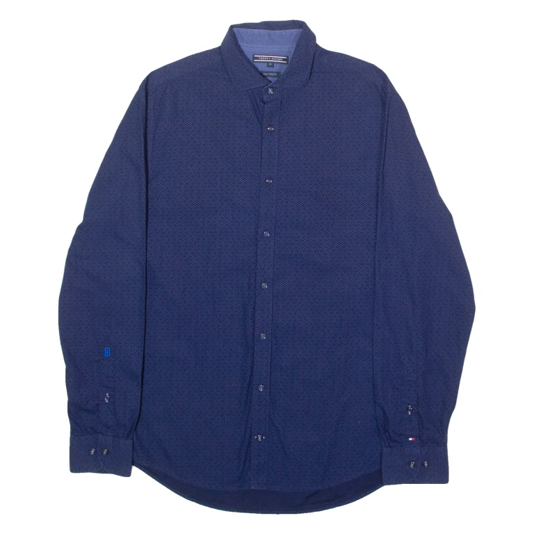 TOMMY HILFIGER New York Fit Mens Shirt Blue Spotted Long Sleeve M (LL2-250924-8232)