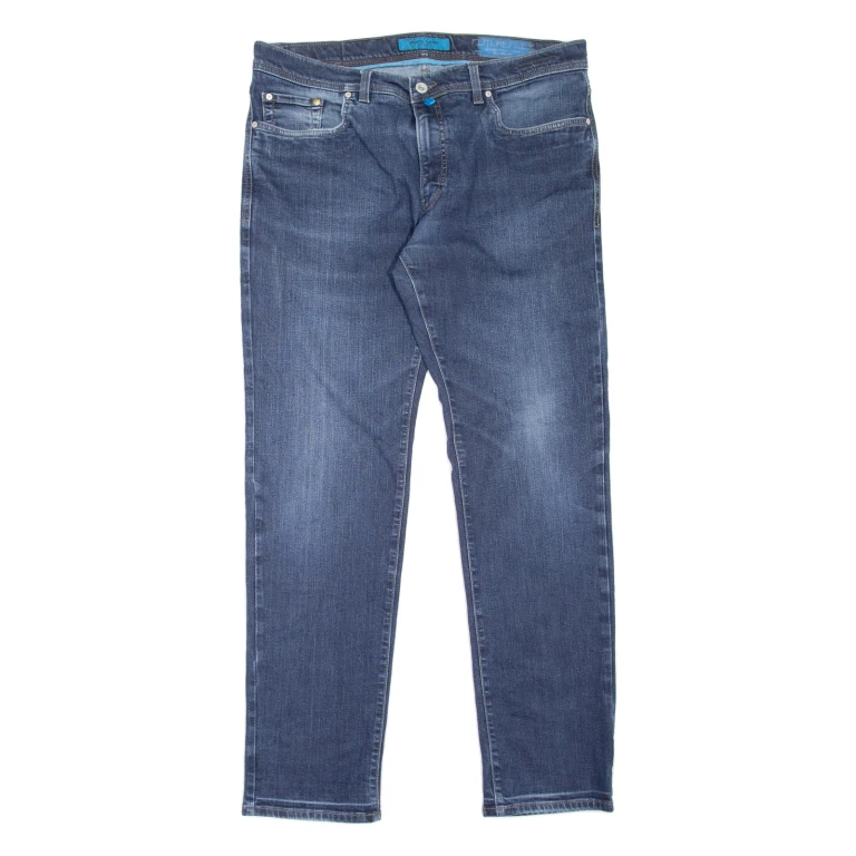 PIERRE CARDIN Lyon Mens Jeans Blue Regular Tapered Stone Wash W37 L34