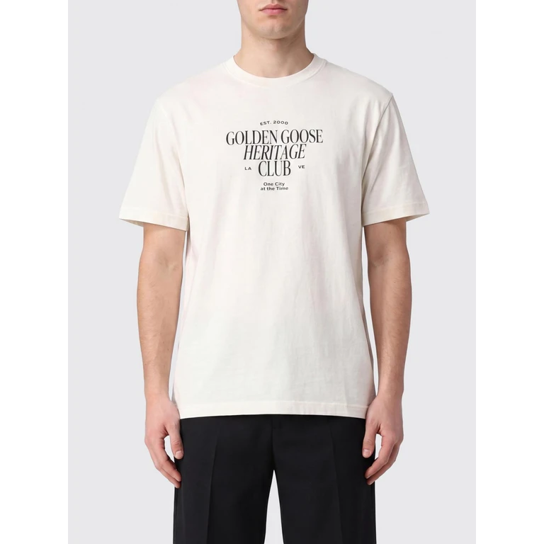 GOLDEN GOOSE Crewneck Cotton T-shirt with Printed Logo (GMP01220P00261911560)